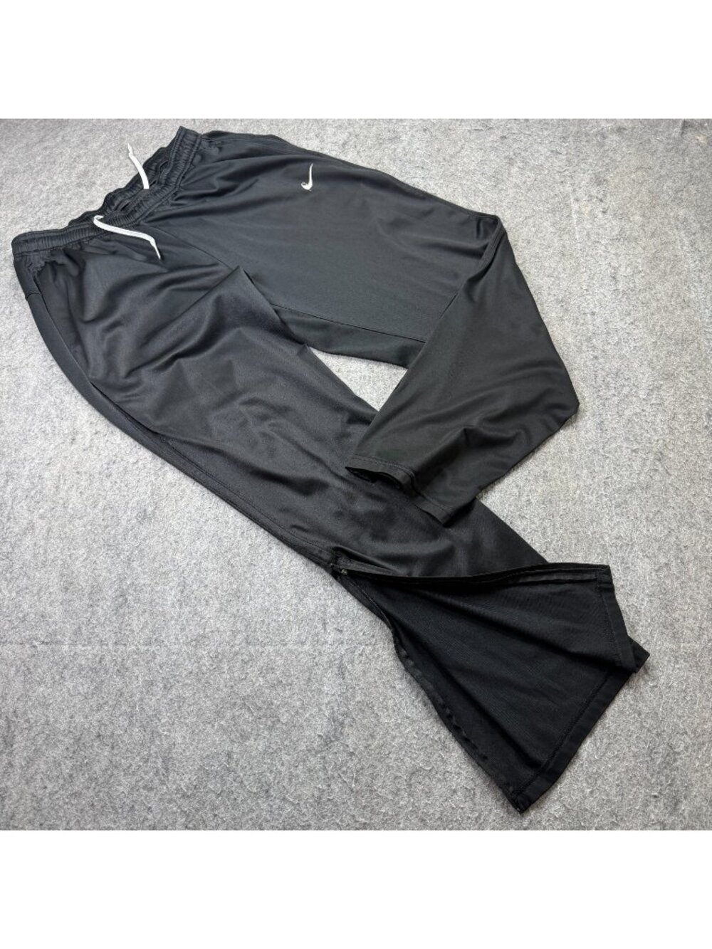 Nike Warmup Pants Men L Black Solid 30" Ankle Zip Tricot Knit 379175